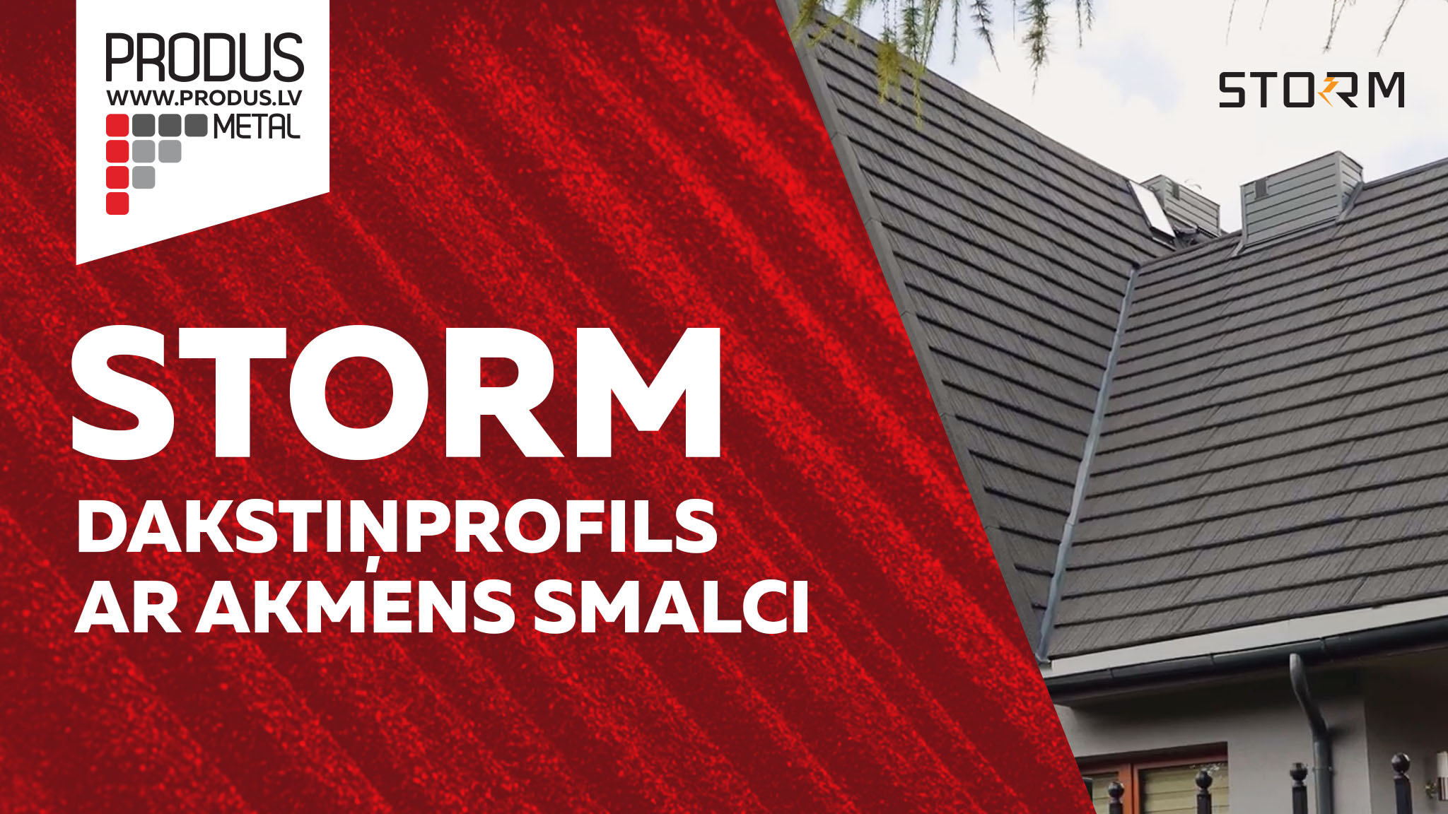 STORM metāla dakstiņprofils ar akmens smalci. Jumtu segums, Tērauda šindelis, lokšņu materiāls